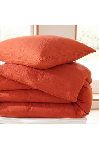 Parure de couette en gaze de coton 57 fils/cm² - Terracotta