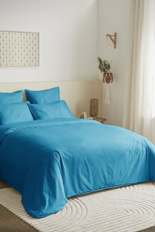 Parure de couette en coton 57 fils/cm² - Turquoise