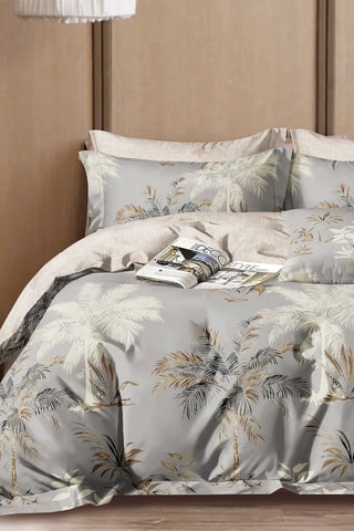 Parure de couette réversible en coton - 80 fils/cm² - Gris