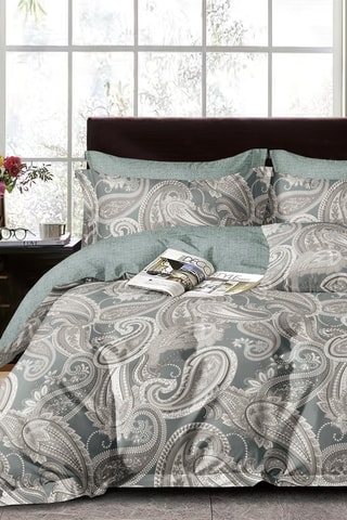 Parure de couette réversible en percale de coton 80 fils/cm² - Gris