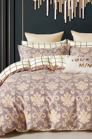 Parure de couette réversible en percale de coton 80 fils/cm² - Beige