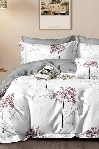 Parure de couette réversible en percale de coton 80 fils/cm² - Gris et blanc