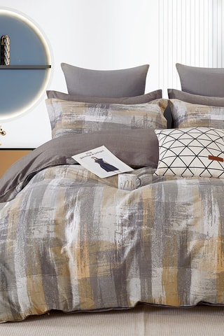 Parure de couette réversible en percale de coton 80 fils/cm² - Gris