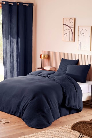 Parure de couette en gaze de coton 57 fils/cm² - Bleu foncé