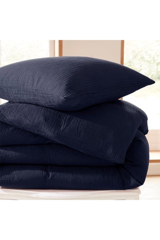 Parure de couette en gaze de coton 57 fils/cm² - Bleu foncé