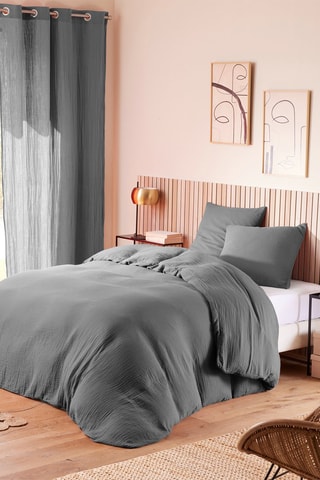 Parure de couette en gaze de coton 57 fils/cm² - Ardoise