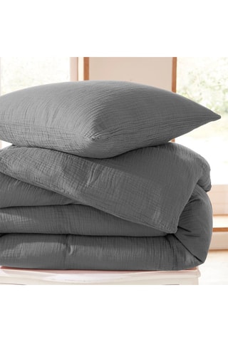 Parure de couette en gaze de coton 57 fils/cm² - Ardoise