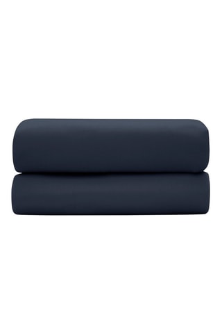 Drap plat en satin de coton 120 fils/cm² - Bleu nuit
