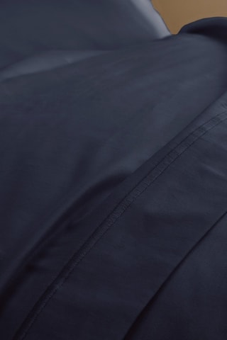 Drap plat en satin de coton 120 fils/cm² - Bleu nuit