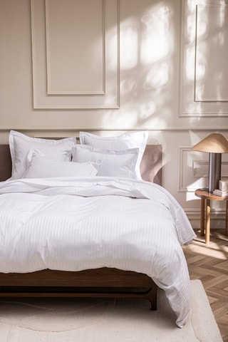 Drap plat en satin de coton 120 fils/cm² Prestige - Blanc