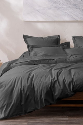 Housse de couette en percale de coton 80 fils/cm² Julian - Ardoise