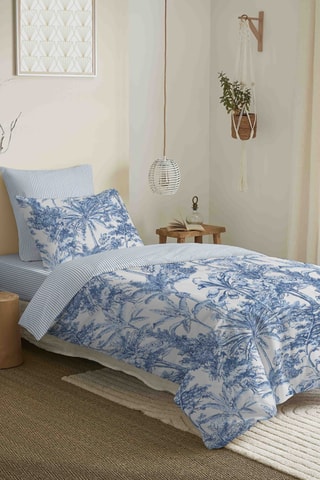 Parure de couette réversible en coton 57 fils/cm²  Adama - Bleu