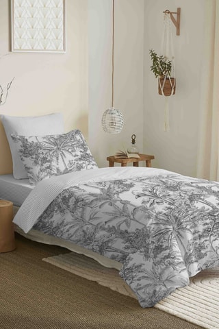 Parure de couette réversible en coton 57 fils/cm² Adama - Perle