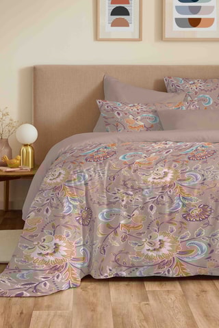 Parure de couette réversible en coton 57 fils/cm² Bergame - Nude