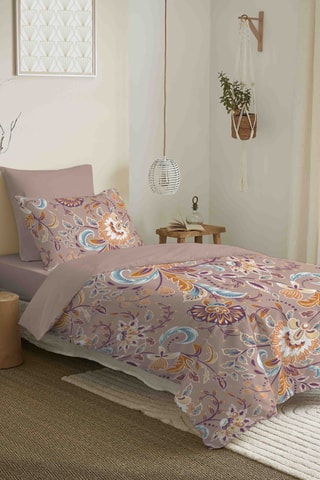 Parure de couette réversible en coton 57 fils/cm² Bergame - Nude