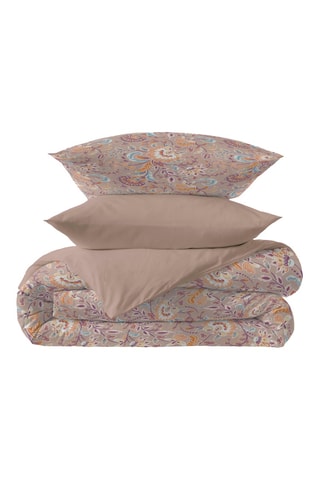 Parure de couette réversible en coton 57 fils/cm² Bergame - Nude