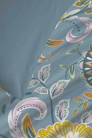 Parure de couette réversible en coton 57 fils/cm² Bergame - Turquoise