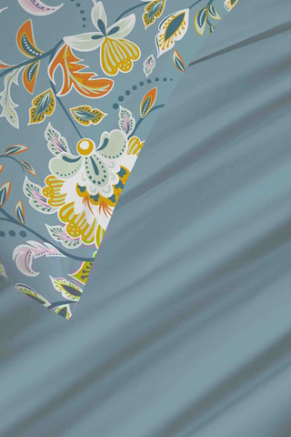 Parure de couette réversible en coton 57 fils/cm² Bergame - Turquoise