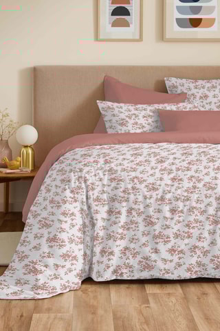 Parure de couette réversible en coton 57 fils/cm² Eloise - Abricot