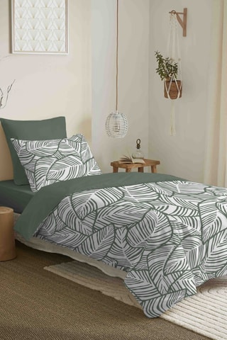 Parure de couette réversible en coton 57 fils/cm² Fira - Romarin