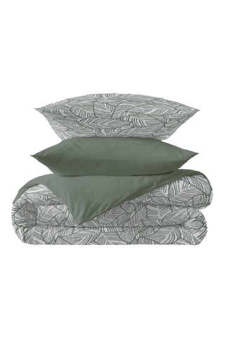 Parure de couette réversible en coton 57 fils/cm² Fira - Romarin