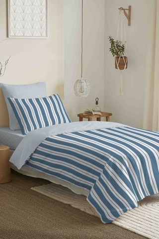 Parure de couette réversible en coton 57 fils/cm² Florence - Bleu