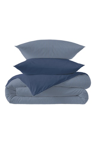 Parure de couette réversible en coton 57 fils/cm² Gabrielle - Bleu