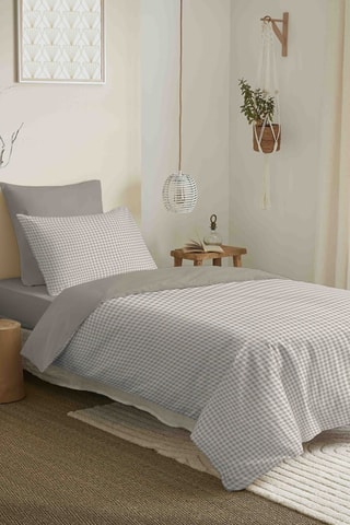 Parure de couette réversible en coton 57 fils/cm² Gabrielle - Naturel