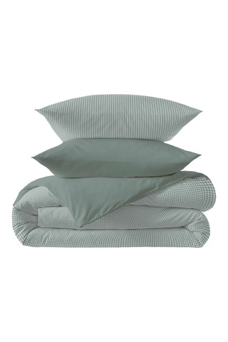 Parure de couette réversible en coton 57 fils/cm² Gabrielle - Sauge