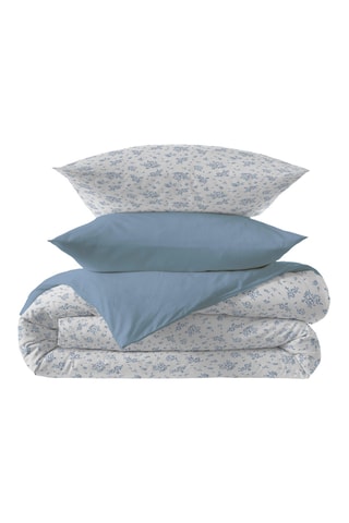Parure de couette réversible en coton 57 fils/cm² Louise - Bleu