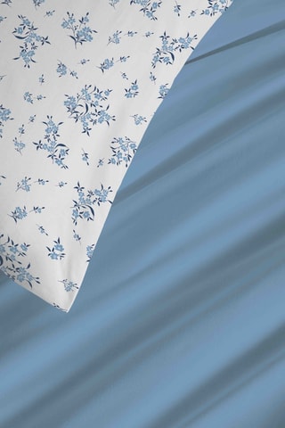 Parure de couette réversible en coton 57 fils/cm² Louise - Bleu