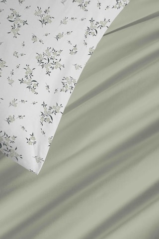 Parure de couette réversible en coton 57 fils/cm² Louise - Sauge