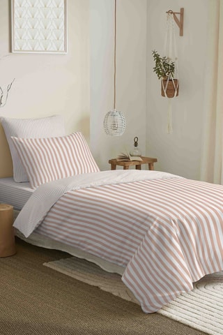 Parure de couette réversible en coton 57 fils/cm² Palerme - Rose