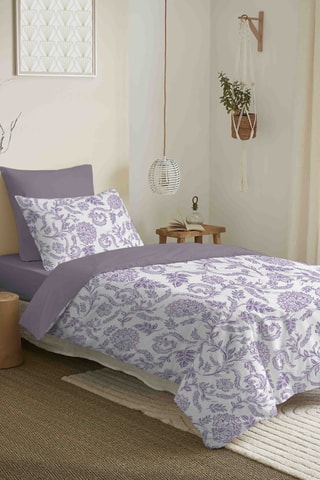 Parure de couette réversible en coton 57 fils/cm² Salma - Lavande