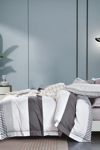 Parure de couette en percale de coton 80 fils/cm² - Blanc et noir