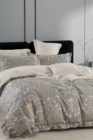 Parure de couette réversible en percale de coton 80 fils/cm² - Vert