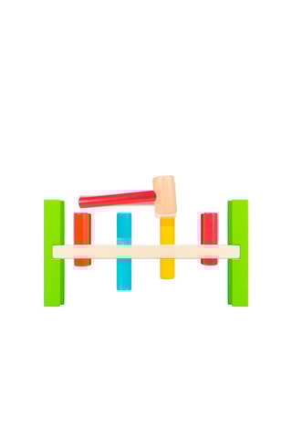 Banc avec marteau et cylindres en bois - Dès 12 mois