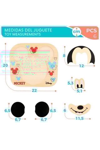 Puzzle en bois Mickey Disney 6 pièces - Dès 1 an