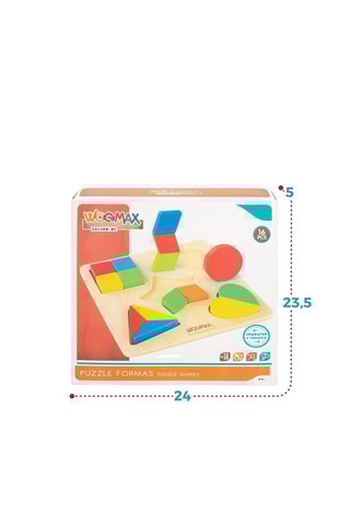 Puzzle formes géométriques en bois - 16 pièces - Dès 12 mois