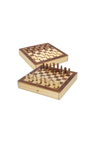 Jeu d'échecs/dames en bois Dès 6 ans