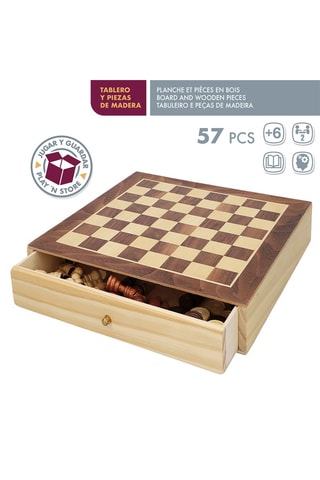 Jeu d'échecs/dames en bois Dès 6 ans