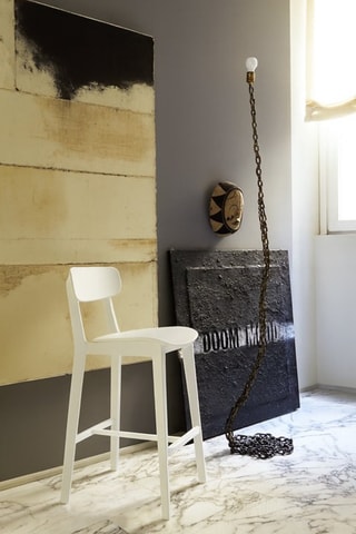 Tabouret en hêtre Cream - 44,5 x 94 x 48 cm