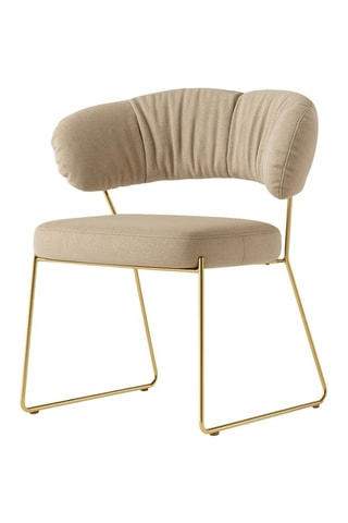 Fauteuil Quadrotta - Beige et doré - En tissu