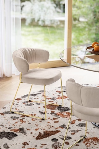 Fauteuil Quadrotta - Beige et doré - En tissu