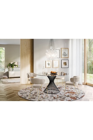 Fauteuil Quadrotta - Beige et doré - En tissu
