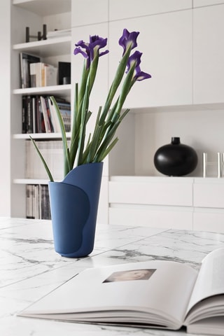 Vase en céramique Roche - 23 cm - Bleu cobalt