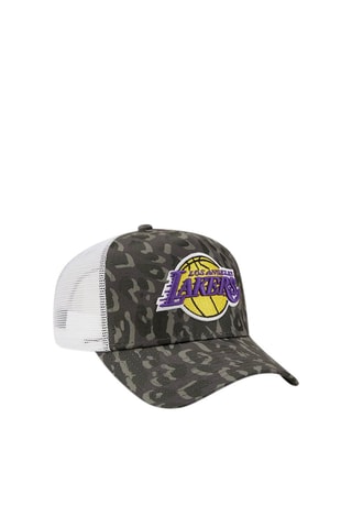 Casquette Trucker Los Angeles Lakers Leopard Print A-Frame - Noir et gris