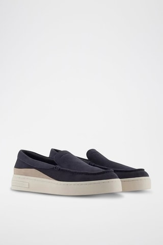 Mocassins en nubuck- Bleu marine
