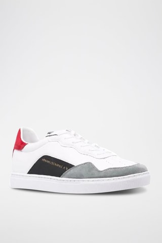 Sneakers en cuir et nubuck - Blanc et gris