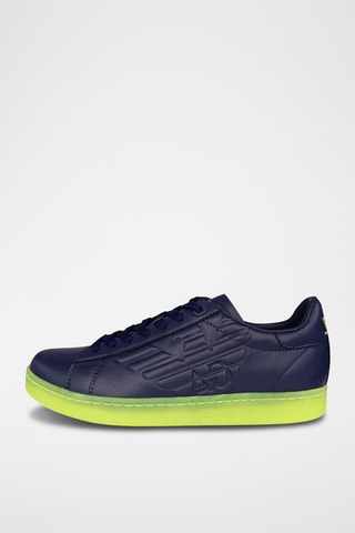 Sneakers en cuir Bleu marine et jaune